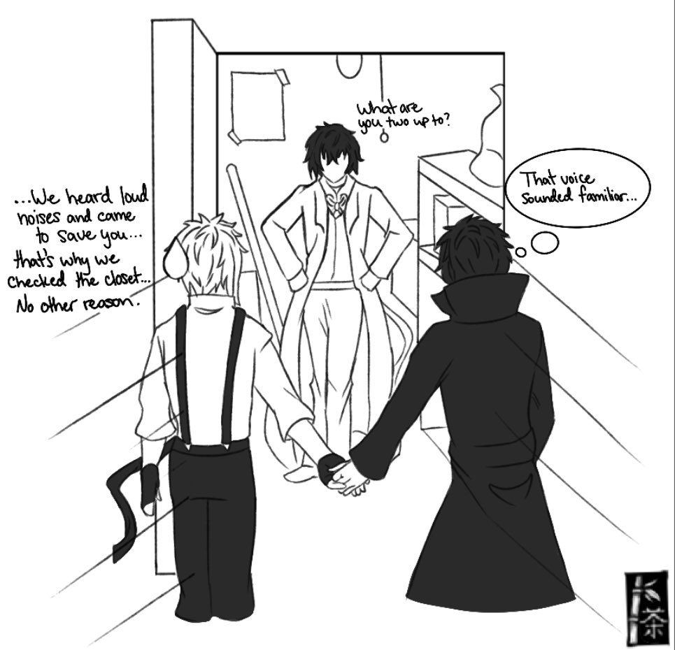 Tealeaf_Master's tweet image. Fun little comic for #sskkweek2025! Day 2: Saving Dazai 

#sskk