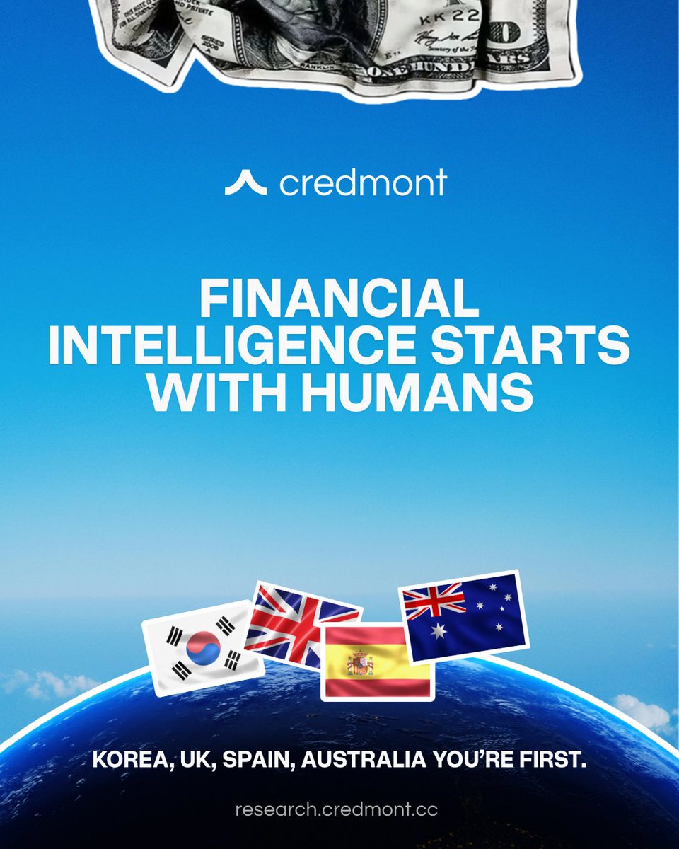 CredMontDAO's tweet image. AI models do not understand how real humans spend.

Financial intelligence lives in daily spending behavior. 

We are conducting a research using real data from Korea, Spain, UK &amp;amp; Aus.

&amp;gt; Three CC statements (no personal info).
&amp;gt; USDC bounty + airdrop

🔗 research.credmont.cc