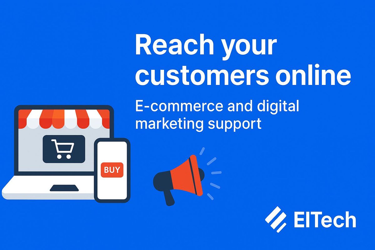 The_ElTech's tweet image. Boost your online presence with ElTech&apos;s e-commerce and digital marketing solutions. From online stores to targeted campaigns, we help you attract, engage, and convert customers.
📢 Contact us today and let’s build your solution!
#ElTech
#DigitalMarketing
#TechSolutions