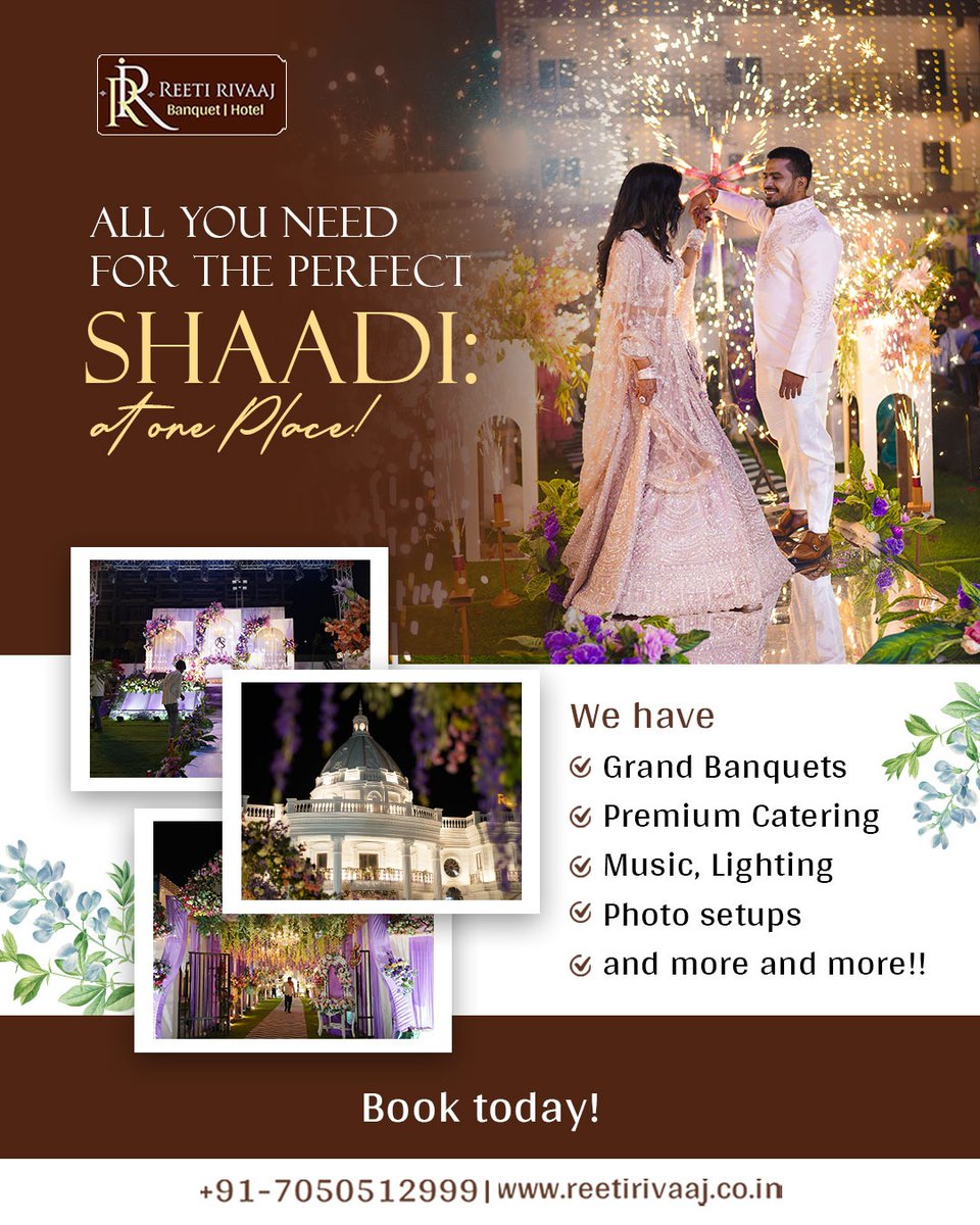reeti_rivaaj's tweet image. At Reeti Rivaaj, we turn your dream Shaadi into a breathtaking reality. 

From grand banquets to luxurious décor, premium catering to magical photo setups—we bring it all together at one perfect place. ❤️
#ReetiRivaaj #DreamWeddingVenue #ShaadiReady #BanquetHall  #BookNow