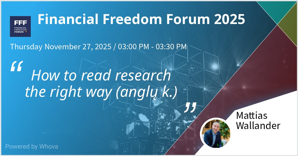 I will give a talk at Financial Freedom Forum 2025 on "How to read stock research the right way". Looking forward to seeing you there! #FFF - via #Whova event app