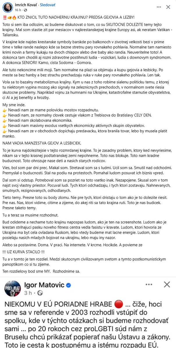 Poctivo som si ukradol z FB, lebo tento nazor akoby mi hovoril z duse. Je to odpoved psychopatovi Matovicovi.