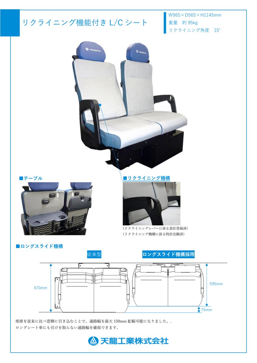 gijyutsuru's tweet image. こちらが天龍工業株式会社さんの
「リクライニング機能付きL/Cシート」です！
うっひょ～～～～～～！

予算とやる気と設計次第で西武鉄道40000系0番台増備車に載せる事だってできるんだぞって事で
いただきま～～～～す！
まずは40107Fから！