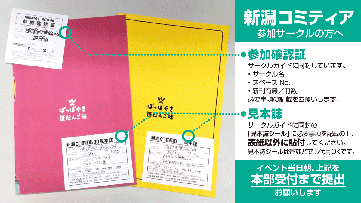 新潟コミティア61 で初めて販売する同人誌があるサークルの方は、見