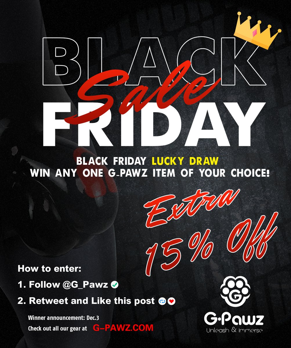 🎉Black Friday Promo + Giveaway
One lucky winner will get ANY one item from g-pawz.com 

🔥Extra 15% Off Sitewide!🔥
🗓️Nov.26-Dec.1

To enter:
1️⃣ Follow <a href="/G_Pawz/">G-Pawz</a> ✅
2️⃣ Like &amp; Retweet this post 🔁❤️

Winner announced: Dec 3
Good luck!