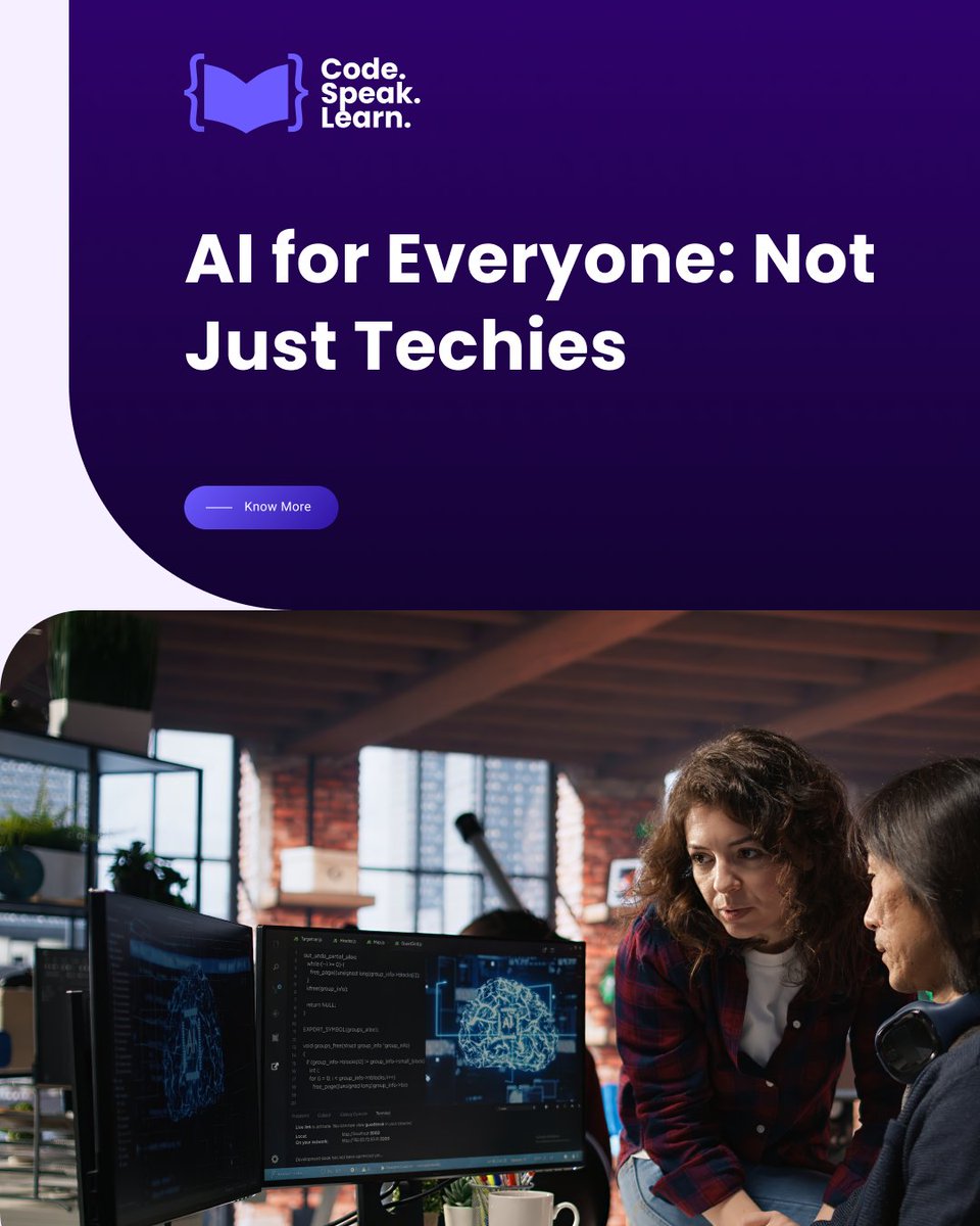 CodeSpeakLearn's tweet image. You don’t need a tech background to start in AI — just curiosity, the right guidance &amp;amp; hands-on learning.
Start your journey today. No experience needed.
Register: bit.ly/4o7viD1
#AIEducation #LearnAI #TechForAll #UpskillYourself #FutureReady #CodeSpeakLearn
