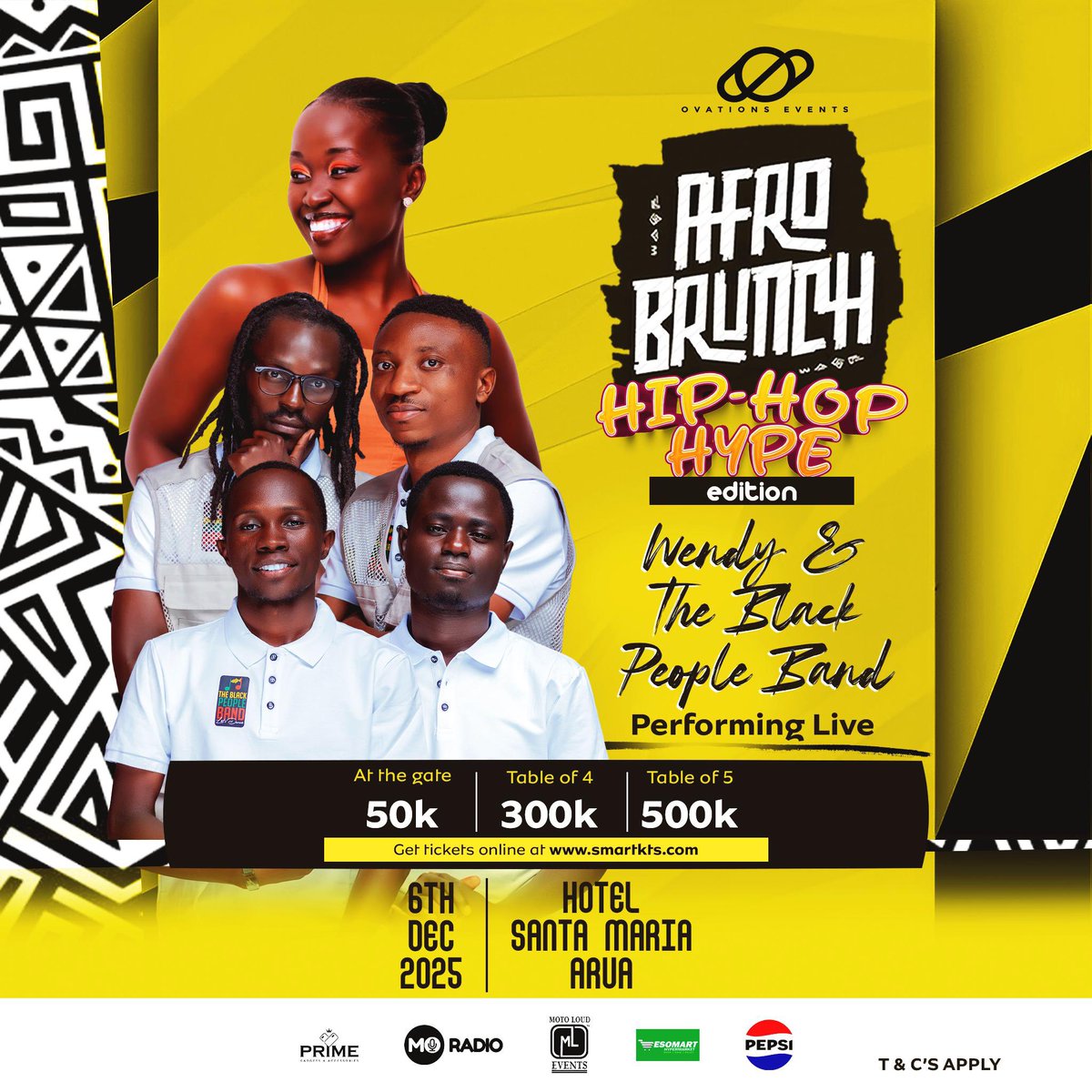 Arua, are you ready for a live show that actually feels alive? 

Wendy &amp; The Black People Band are bringing pure vocals, live instruments and Hip-Hop Hype energy to Afro Brunch – 6th Dec 2025

Good food, good people, good chaos
tickets via smartkts.com