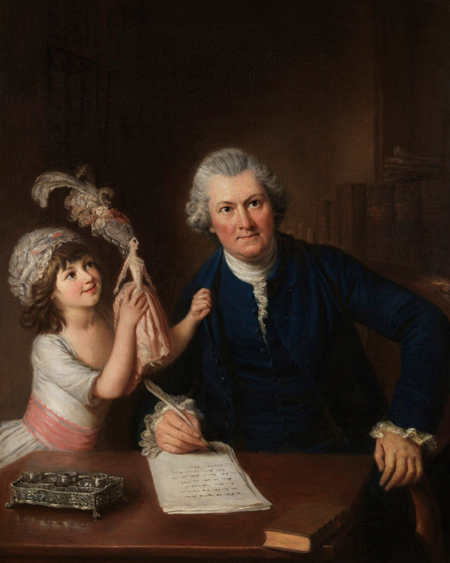 yaqobhyndes's tweet image. A lot of 18th century portraits are slop but occasionally you come across a gem like this. The patron paid good money to paint his daughter bothering him with a barbie