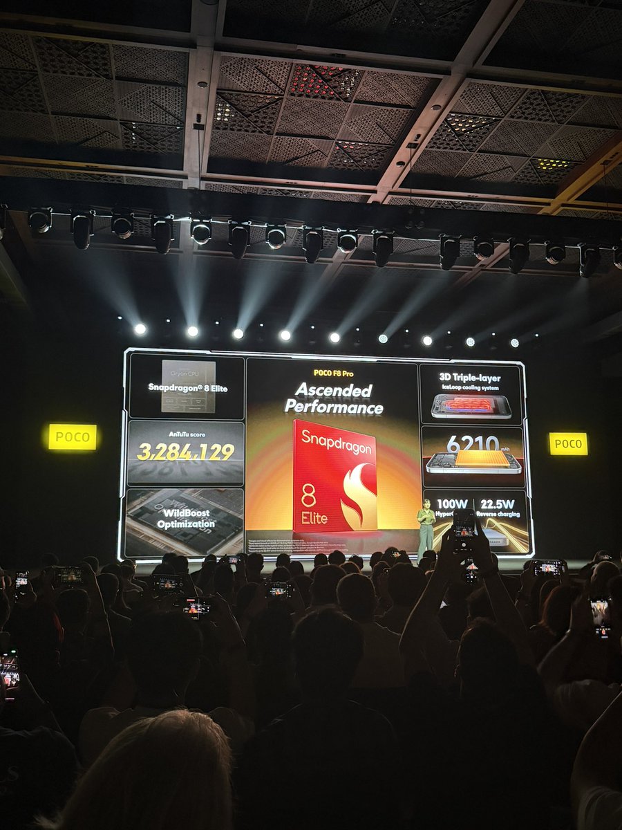 ZONEofTECH's tweet image. POCO F8 Pro:
- Snapdragon 8 Elite
- 6210mAh Battery 
- 100W Charging 
- 22.5W Reverse Wireless Charging 

#POCOF8Pro #POCOF8Ultra #POCOF8Series #Ultrapowerascended