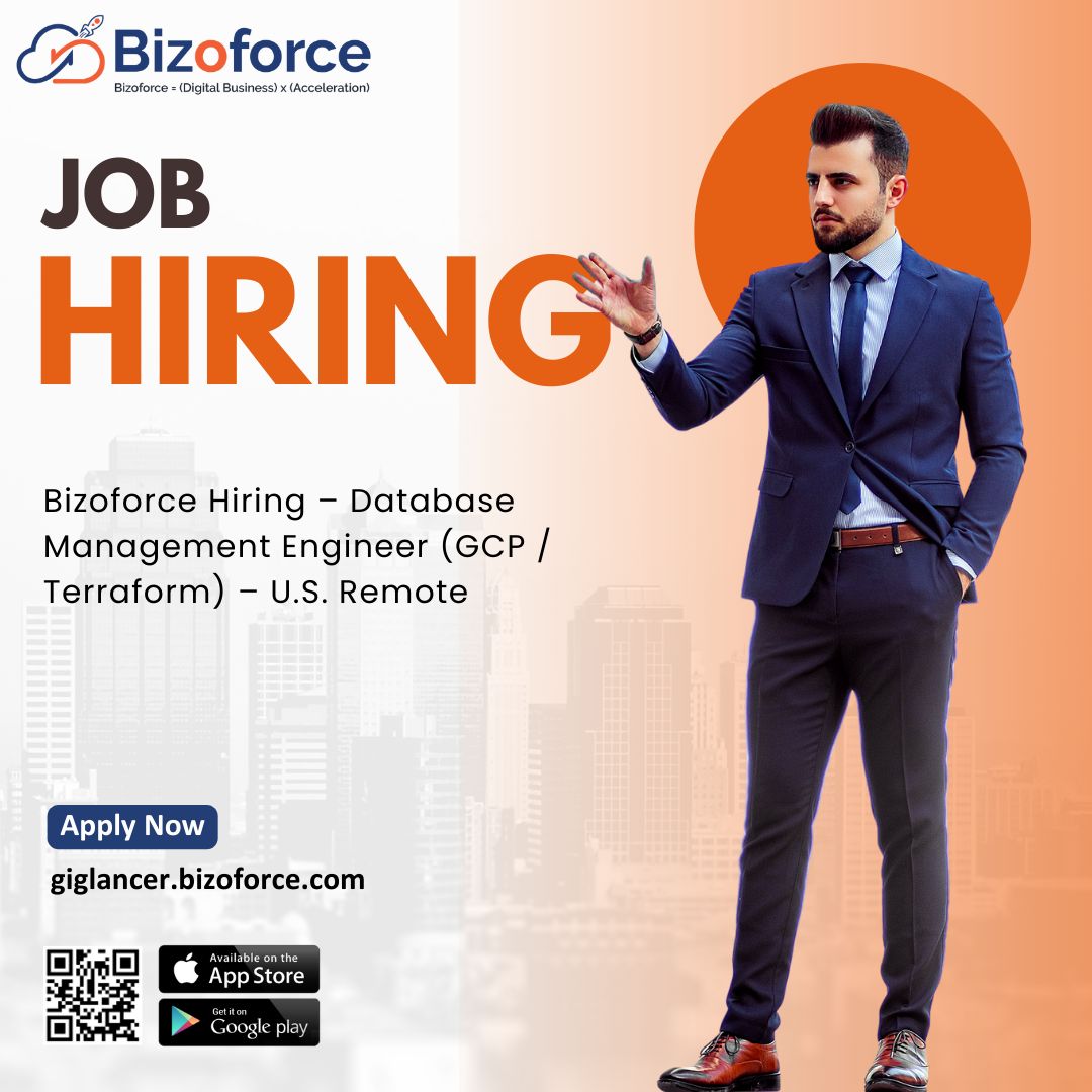 Bizoforceinc's tweet image. 📣 Bizoforce Hiring – Database Management Engineer (GCP / Terraform) – U.S. Remote

🚀 Bizoforce is looking for a Database Management Engineer with strong expertise in GCP, Terraform, automation, and cloud-native DB operations.
If you can manage scalable databases and build…