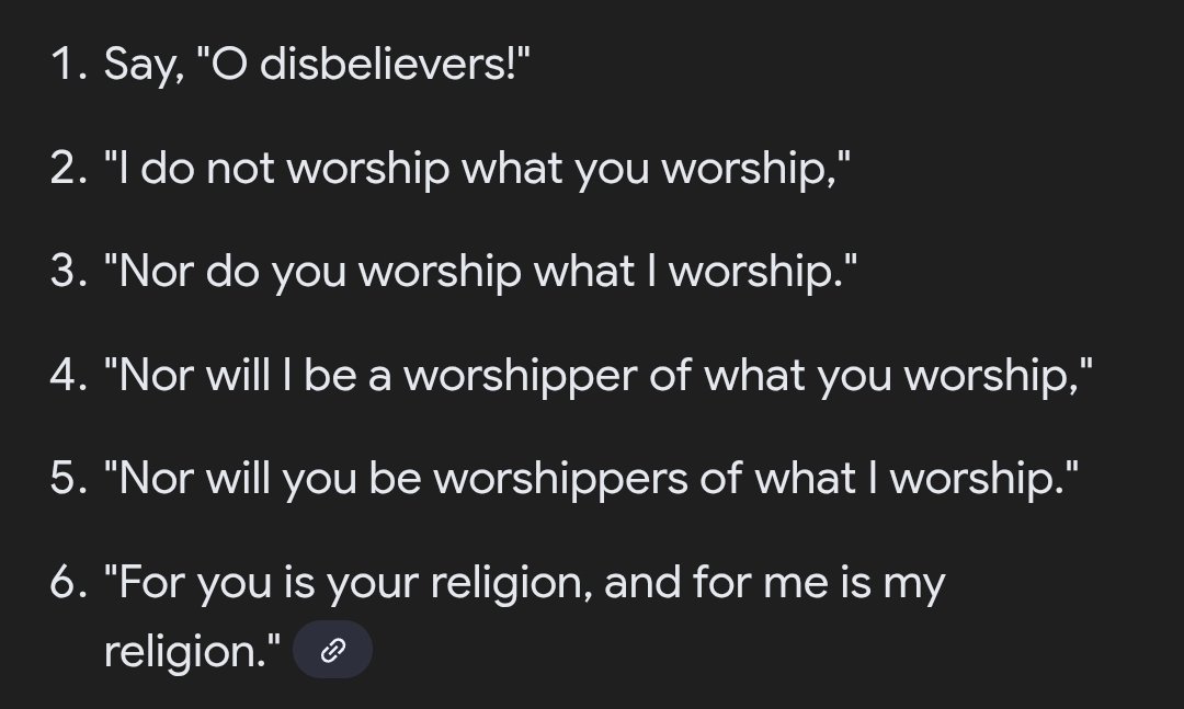 UmaruSanda's tweet image. Chapter 109 of the Holy Quran makes life easy force us all. In simple terms, the Chapter is saying, Live, and let me Live. Here is the full translation: 
PS: Disbelievers refers to people who don&apos;t believe in Islam. The Holy Quran is saying, do you and let me do me.