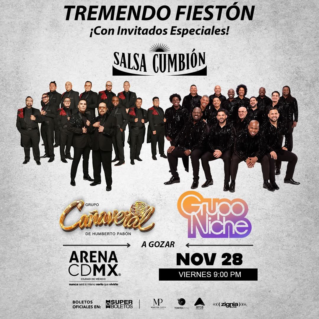 Cada vez mas cerca el dia de ir a bailar con la música de Grupo #Cañaveral y Grupo #Niche en la @arenacdmx 
¡A sacar los prohibidos! 💃🏻🕺🏻

🎟️ Boletos a la venta en Superboletos: superboletos.com/landing-evento…
