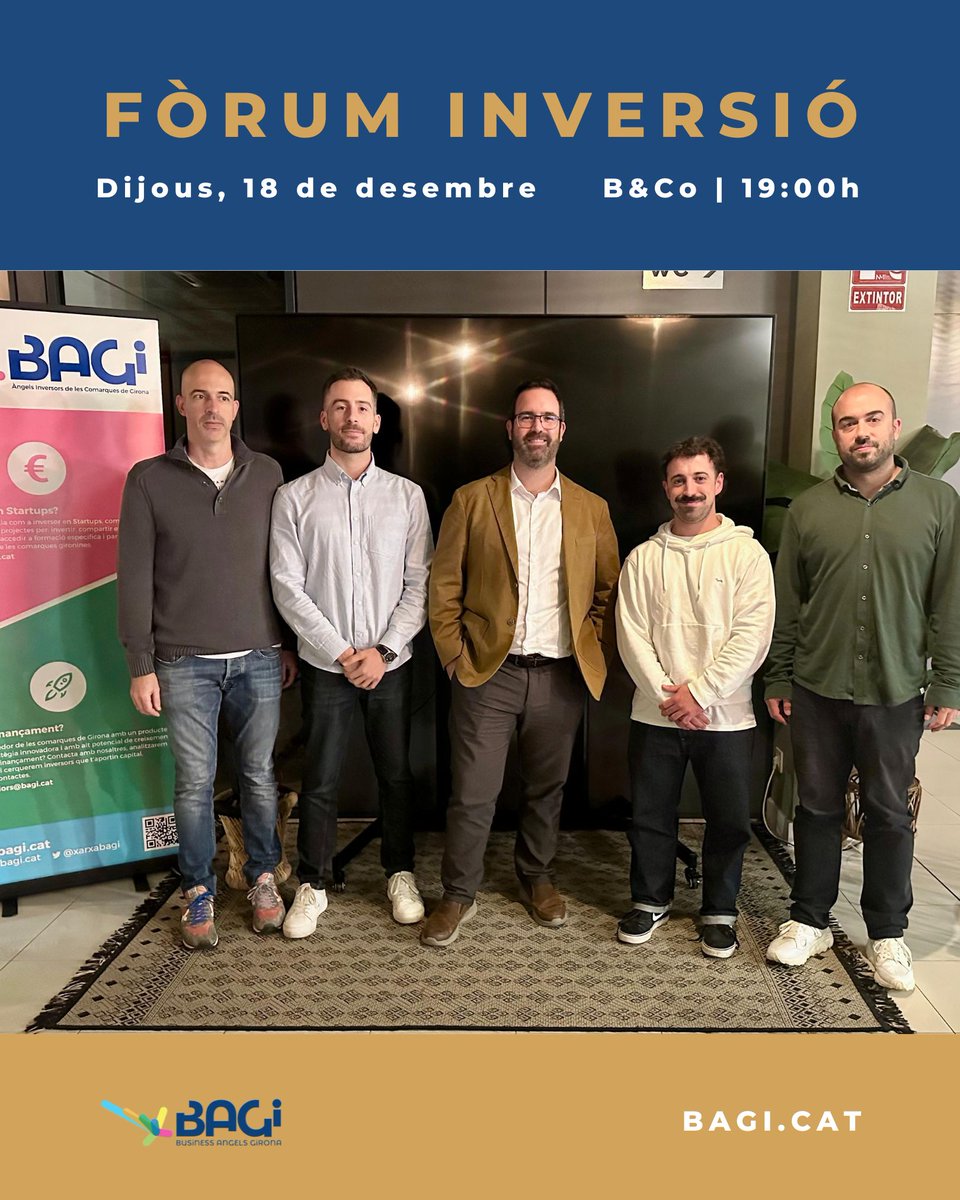 Després del darrer Fòrum d'Inversió ja us podem anunciar quan serà el proper de Nadal🎄🎅🏻 i l'últim de 2025.
Ja us podeu reservar la data del dijous 18/12 a les 19:00h, al B&amp;Co de Girona. Farem el Fòrum i després el sopar de Nadal. 🍽️ 🎉
👉🏻 buff.ly/uEetZli
#Startups #BAGI
