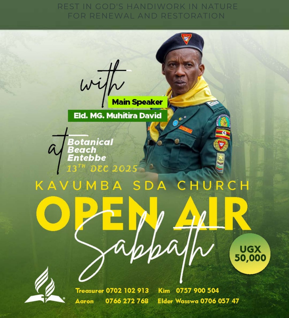 Good morning member
Just a reminder about the open air sabbath.
Make your booking before the 6th of Dec for better preparations. Thank you
#sda2025 #openair