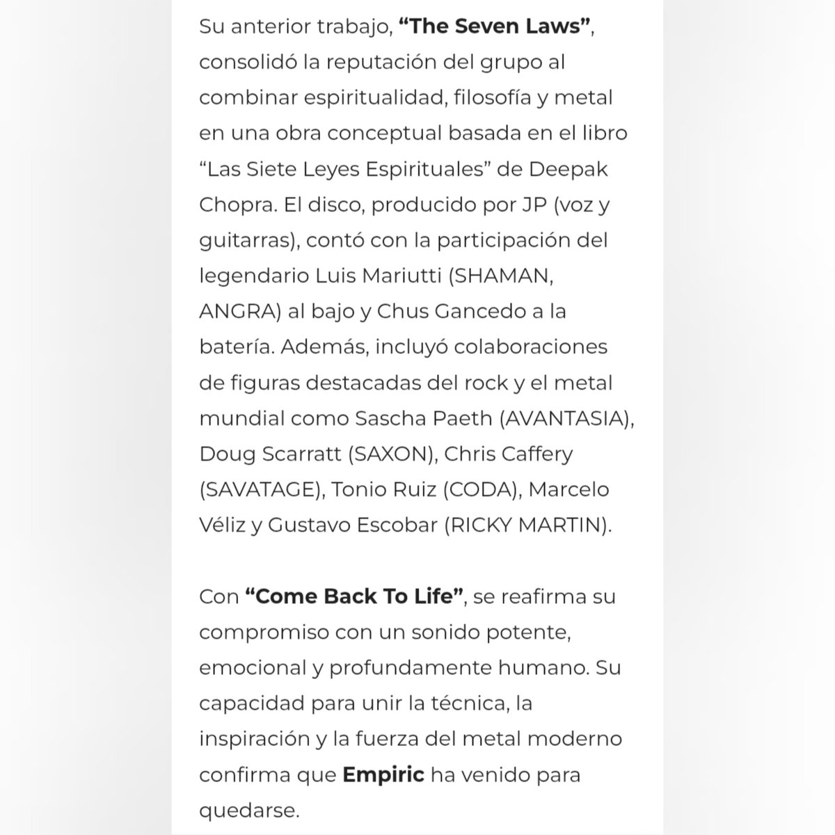 Muchas gracias <a href="/DiariodeunRock/">Diario de un Rockero</a> 🙏

diariodeunrockero.es/actualidad/not…

#comebacktolife #empiric #music #rock #metal