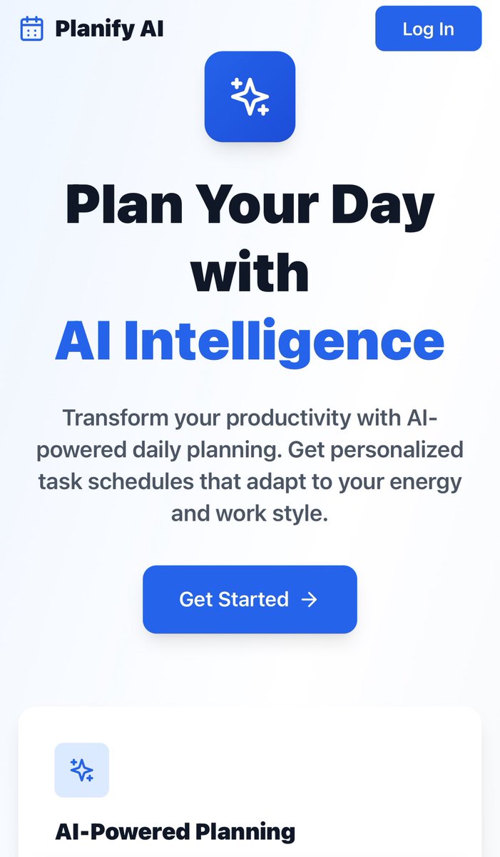 IsaacHaggbom's tweet image. 🚀 Project Spotlight: Planify AI

built from scratch to automate daily planning and productivity.

Planify AI includes:
• Smart daily planning system
• Automated reminders &amp;amp; progress tracking
• Clean UI built for speed
• Fully functional Stripe integration
• Custom backend +…