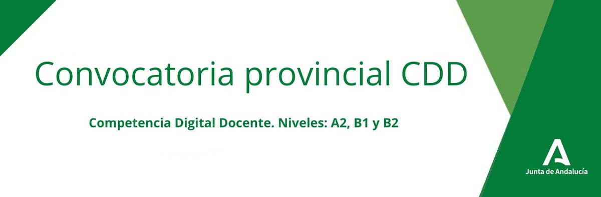 CONVOCATORIA PROVINCIAL. CURSOS CDD. 
(Inscribirse en un solo nivel)

NIVEL ️A2: secretariavirtual.juntadeandalucia.es/secretariavirt…
NIVEL B1: juntadeandalucia.es/educacion/secr…
NIVEL B1 (Centros concertados): juntadeandalucia.es/educacion/secr…
NIVEL B2: juntadeandalucia.es/educacion/secr…

Solicitudes:26/11/25 al 10/11/25
Inicio: 8/01/26