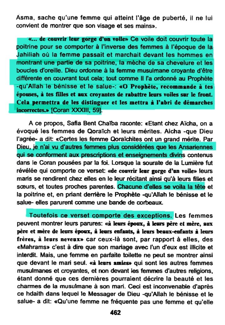 tropdecomptes's tweet image. ☪️📚 Le tafsir (exégèse du coran) de Ibn Kathir démontre bien que le voile a un rapport avec le sex et qu&apos;il  sexualise donc les fillettes qui le portent :

Sourate 24 verset 31 :
&quot;Prescrit aux croyantes de tenir leurs yeux baissés et de couvrir leur gorge d&apos;un voile.&quot; 
C&apos;est un…