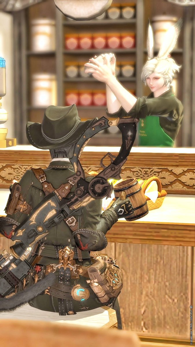 Husky0213ffxiv's tweet image. 今日もお疲れ様でした🎈
「マスタぁー同じのもう一杯ね🍺」
#FCひだまりにゃんこ 
#FF14 #FFXIV #FF14SS #GPOSERS 
#ヴィエラ #ミコッテ