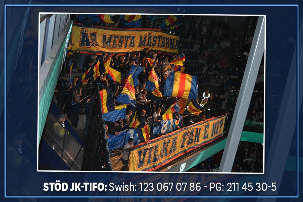 Inför lördagskvällens match borta mot Färjestad genomförde JK-Tifo ett nytt läktararrangemang. Denna gång med budskapet att vi är mesta mästarna! 

Stötta JK-Tifos arbete genom att swisha valfritt bidrag till: 
123 067 07 86