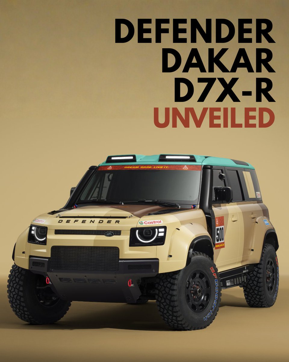 AUTOTODAYMAG's tweet image. The toughest Defender is now Dakar-ready. Meet the Defender Dakar D7X-R, Defender&apos;s official entry for the 2026 World Rally‑Raid Championship (W2RC), ahead of its debut at the Dakar Rally in January. 
#DefenderDakar #Defender #Dakar2026