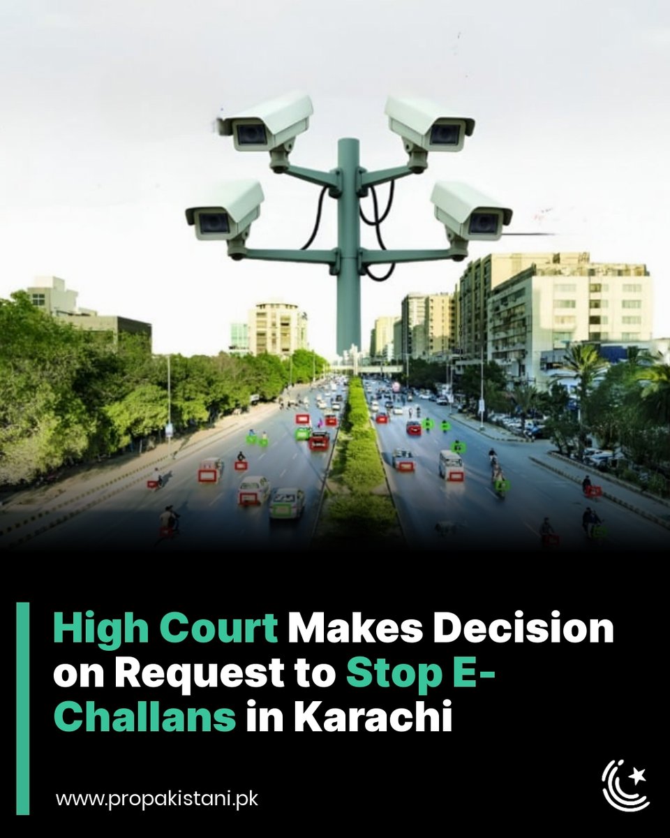 ProPakistaniPK's tweet photo. The Sindh High Court (SHC) on Tuesday refused to suspend Karachi’s newly launched AI-based e-challan system and instead directed the provincial government and traffic police
Read More: https://t.co/AO1JR06Whg
#Karachi #EChallans #Sindh https://t.co/P8okV99CFC