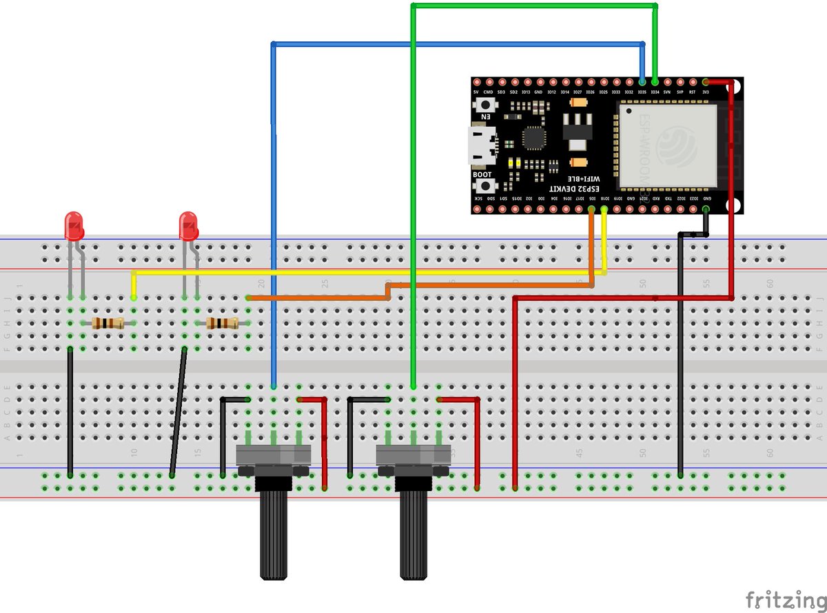 techrmcom's tweet image. 📡 A new way to exploit the IoT! How to control the brightness of two independent LEDs via PWM signal adjusted by two potentiometers with ESP32 and PlatformIO by @techrmcom: techrm.com/how-to-control… 🔗 Learn more in our full article! #TechHack #ESP32 #Robotics