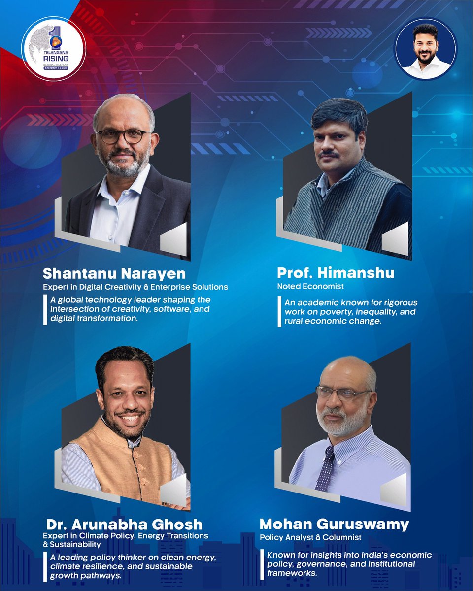 GlobalSummitTG's tweet image. The Government of Telangana, led by CM Revanth Reddy, has convened an Advisory Council of distinguished voices from economics, governance, technology, social policy, environment and public life to provide strategic insight and periodic review towards preparation and…