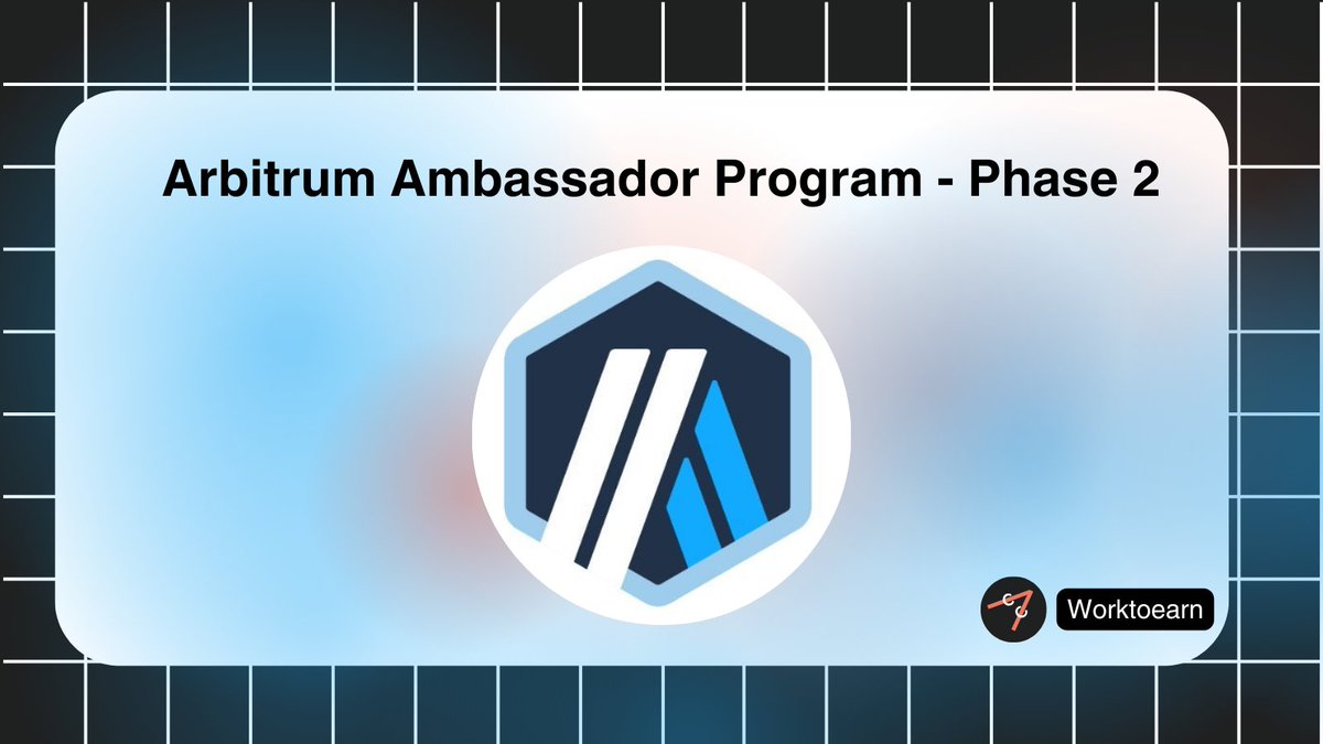 worktoearn_en's tweet image. Arbitrum Ambassador Program - Phase 2

✨ Arbitrum stated benefits:

- Represent Arbitrum in your local community
- Work side by side with the ecosystem’s biggest protocols
- Network with others and build your own professional portfolio
- Learn about scaling and Layer 2…