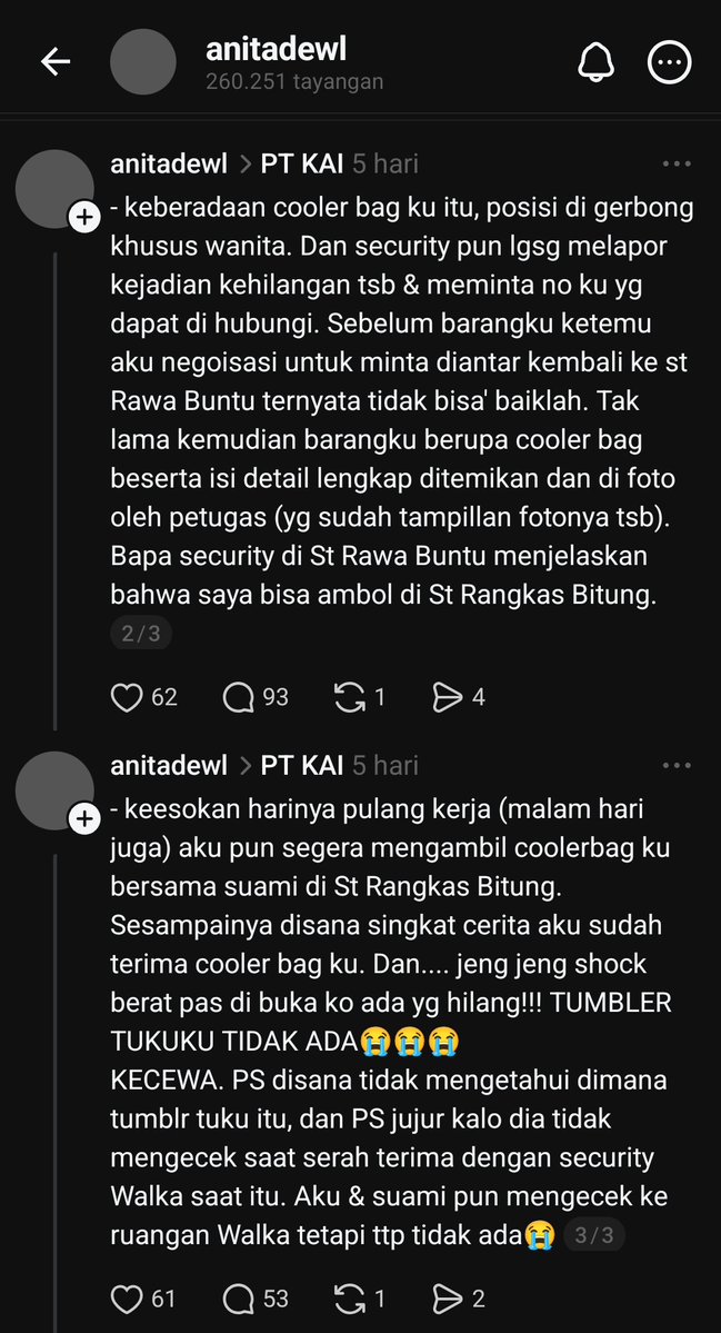 bakuldimsum_'s tweet image. Gara2 utas ini petugas KAI-nya di pecat. Bukan dia yg ilangin, dia mau tanggung jawab ganti Tumbler seharga 300rb tapi akhirnya dia dipecat Krn utasnya viral ☹️
*Gue ss POV dr org yg kehilangan Tumbler
*POV petugas KAI dipostingan selanjutnya