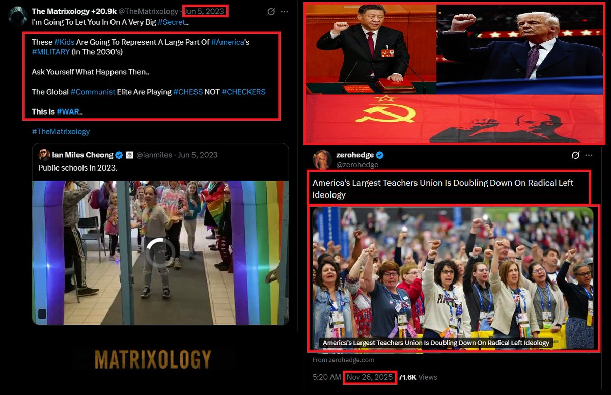 TheMatrixology's tweet image. &quot;These #Kids Are Going To Represent A Large Part Of #America&apos;s #MILITARY (In The 2030&apos;s)

Ask Yourself What Happens Then..

The Global #Communist Elite Are Playing #CHESS NOT #CHECKERS

This Is #WAR&quot; - @22_Savage22 
__

x.com/zerohedge/stat…

#TheMatrixology