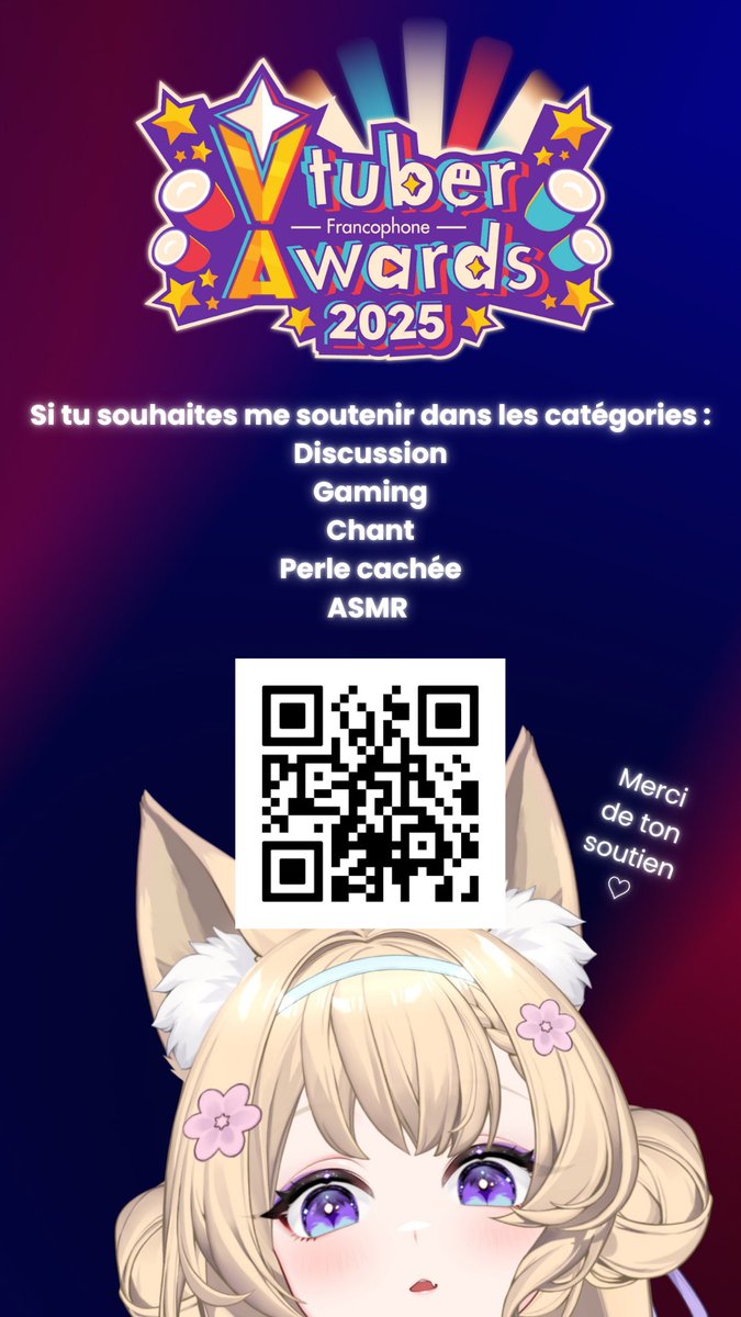 shinyania's tweet image. 📣 C&apos;est l&apos;avant dernier jour pour voter pour les Vtuber Awards Francophone ! 

vtuberawardsfr.fr

Si vous avez aimé mon contenu cette année et que vous souhaitez voter pour moi, voici quelques recommandations de catégories 🌸✨️

#vtuberfr #VTAFR