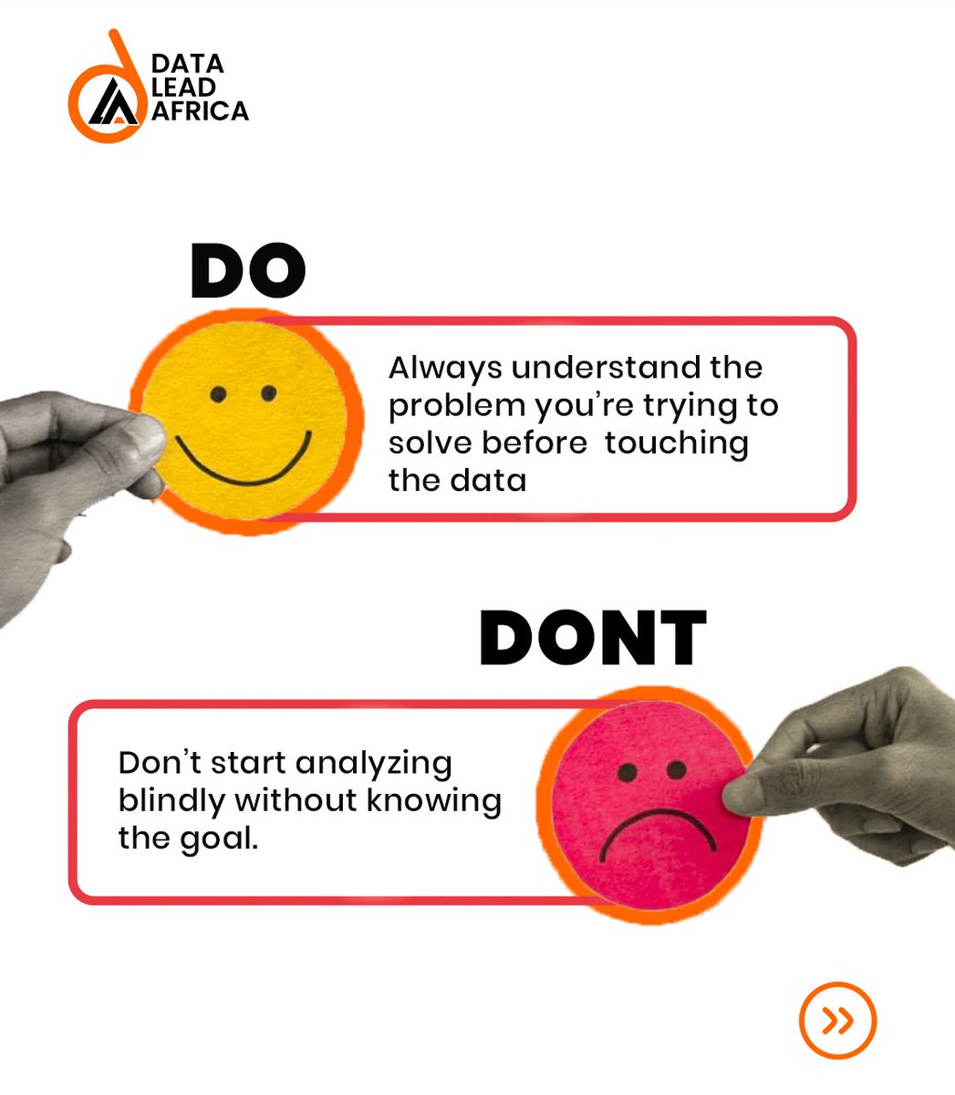 DataLead_Africa's tweet image. Be the analyst everyone trusts 😊✅
Swipe for 5 quick DOs &amp;amp; DON’Ts every analyst should know!

#DataAnalytics #AnalyticsTips #DataDriven #SmartData #LearnData #DataInsights #DataForEveryone #tech