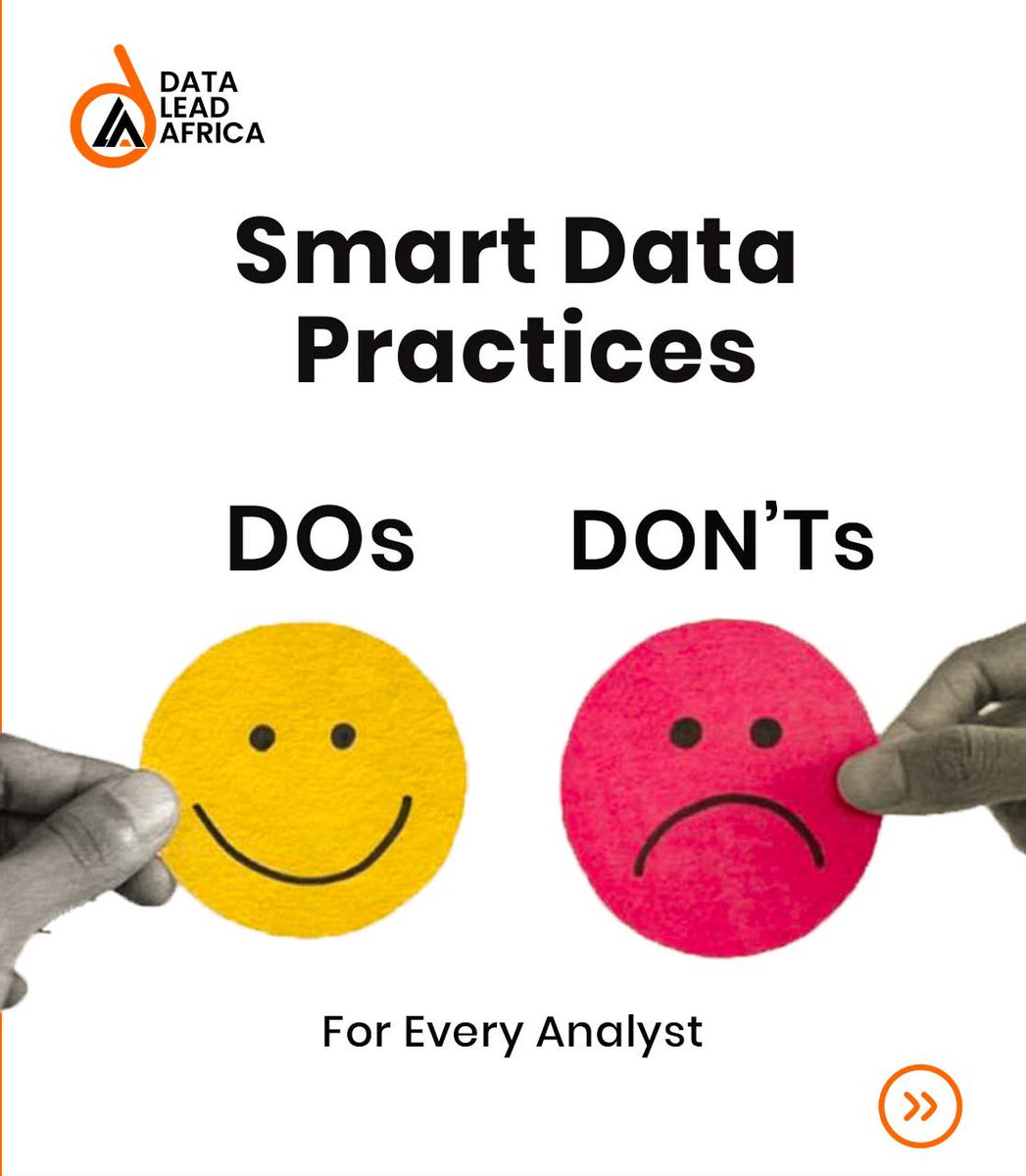 DataLead_Africa's tweet image. Be the analyst everyone trusts 😊✅
Swipe for 5 quick DOs &amp;amp; DON’Ts every analyst should know!

#DataAnalytics #AnalyticsTips #DataDriven #SmartData #LearnData #DataInsights #DataForEveryone #tech