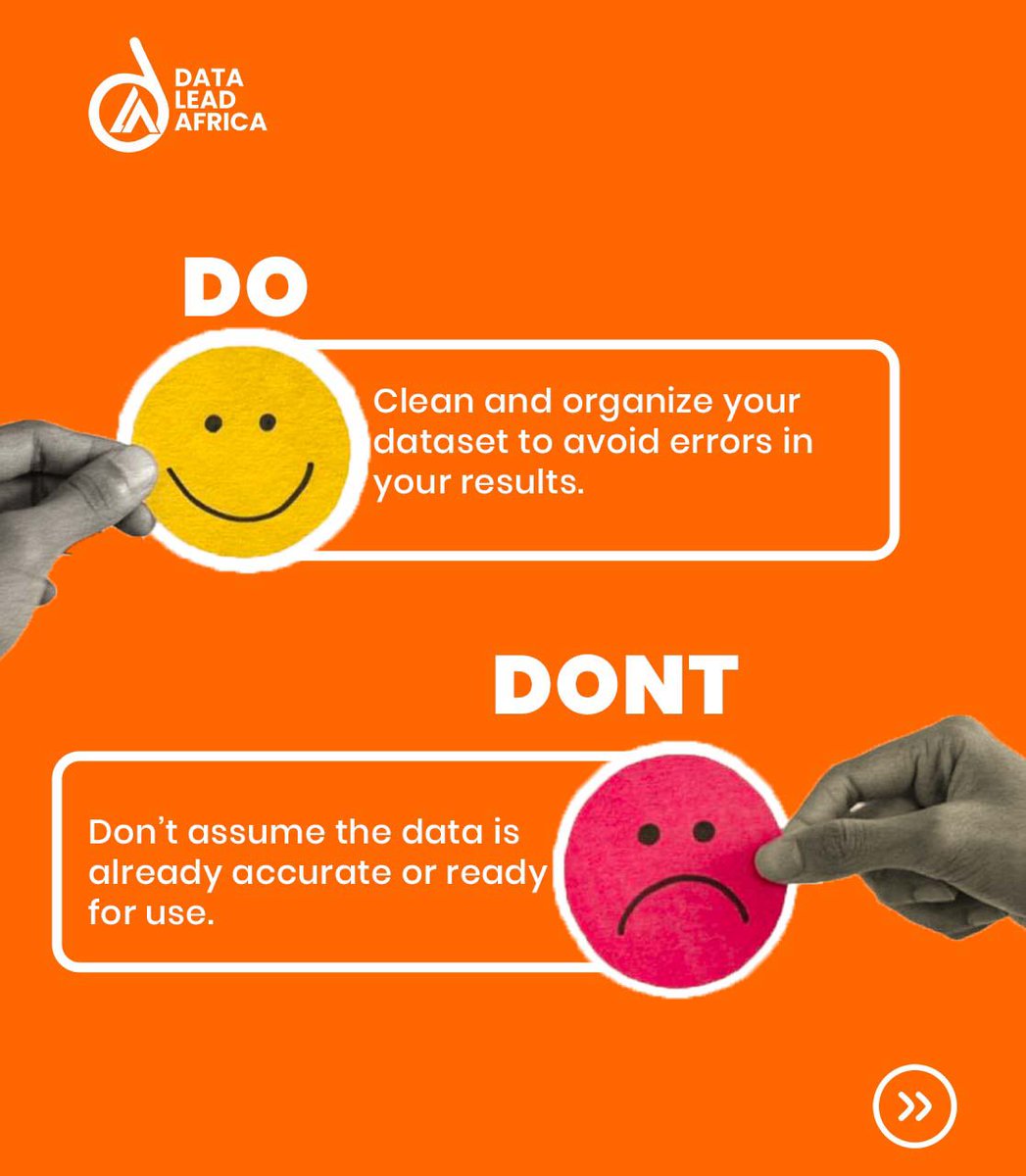 DataLead_Africa's tweet image. Be the analyst everyone trusts 😊✅
Swipe for 5 quick DOs &amp;amp; DON’Ts every analyst should know!

#DataAnalytics #AnalyticsTips #DataDriven #SmartData #LearnData #DataInsights #DataForEveryone #tech