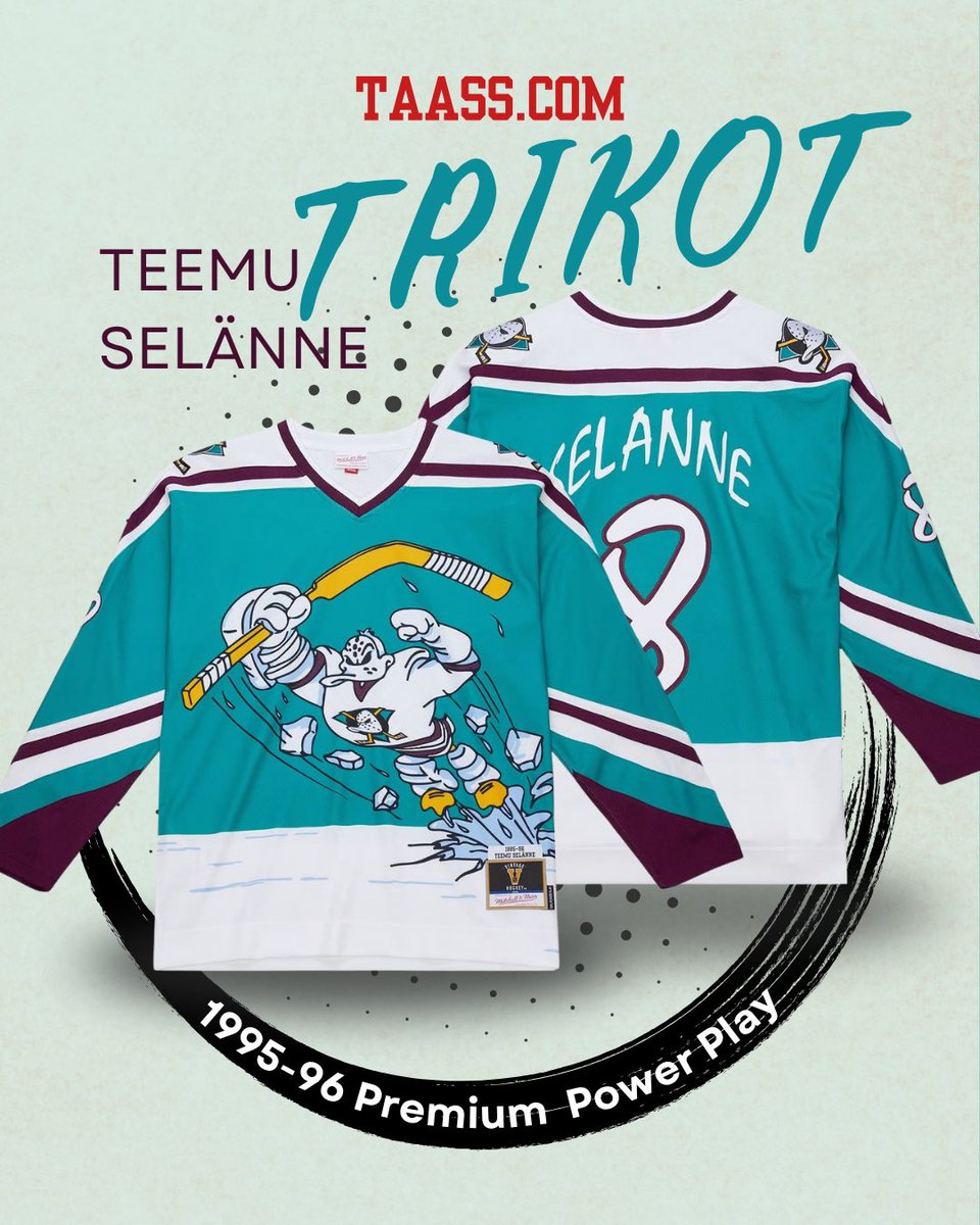 TAASScom's tweet image. Teemu Selänne #8 Trikot jetzt im Shop 🔥
Mitchell &amp;amp; Ness Anaheim Mighty Ducks 1995-1996 Premium Power Play NHL Trikot 🏒 

Feiere den „Finnish Flash“ mit dem Mitchell &amp;amp; Ness Anaheim Mighty Ducks Power Play Jersey aus der Saison 1995-96. Dieses auffällige Alternate-Design ist eine…