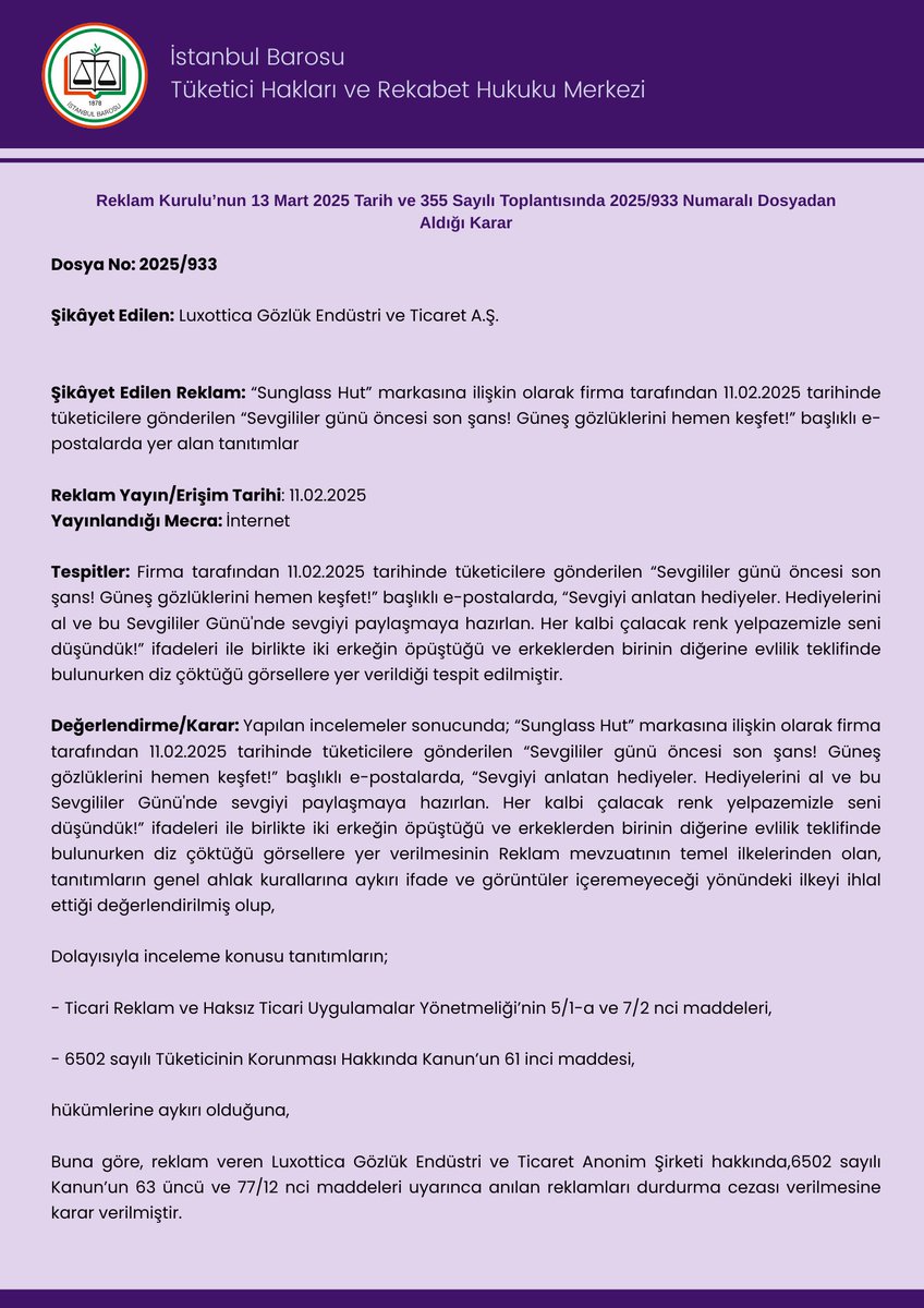 Tüketici Hakları ve Rekabet Hukuku Merkezi tweet media