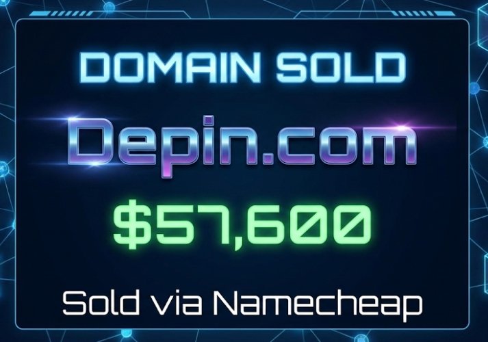 Depin.com sold for a hefty $57,600 on Namecheap! 🌐 As the go-to acronym for "Decentralized Physical Infrastructure Network," this domain is a powerhouse for Web3, IoT, and blockchain tech. ⛓️ 
❌This is not my sale #DomainSale #Depin #Web3 #Blockchain #Namecheap