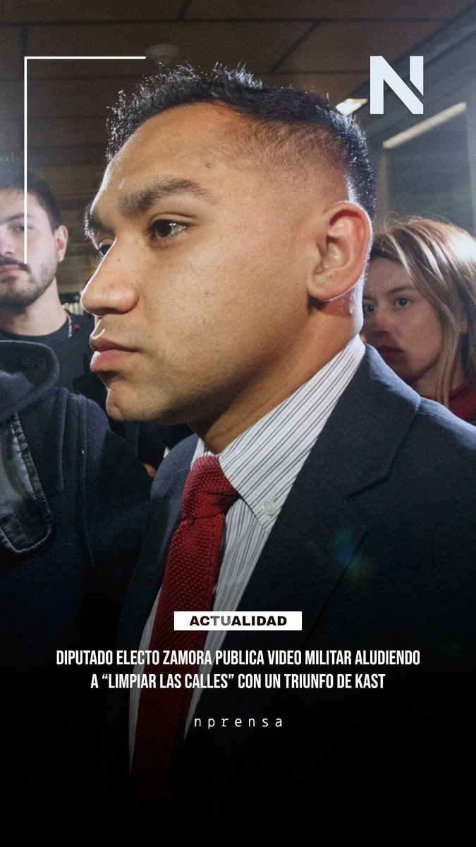 N_PrensaCL's tweet image. ⚡Sebastián Zamora, diputado electo por cupo republicano, generó polémica tras publicar un video con estética militar y la frase “limpiar las calles” si gana Kast. El registro fue borrado, pero dejó fuertes críticas desde el oficialismo. Más información:
 instagram.com/reel/DRhX4xODT…