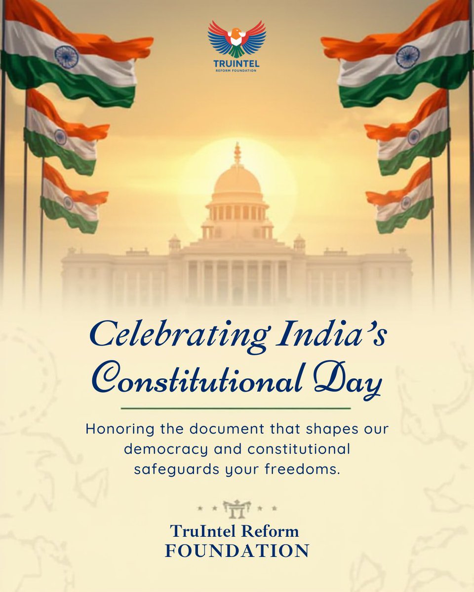 TruIntel_Reform's tweet image. 🇮🇳 Celebrating India’s #ConstitutionDay
Honoring the document that protects our rights and strengthens our democracy.
Let’s uphold its values — today and every day.
#WeThePeople #TruIntelReformFoundation
