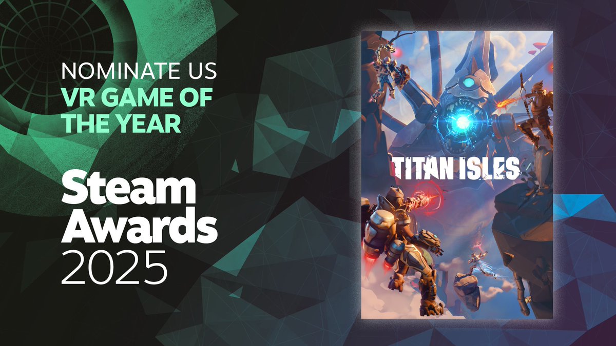 Please consider nominating Titan Isles for VR Game of the Year at the Steam Awards 2025!

Perhaps also the Better With Friends Award, based on some of the crazy co-op gameplay we've seen from you all 👀

Nominate us for this and other awards here: store.steampowered.com/steamawards/no…