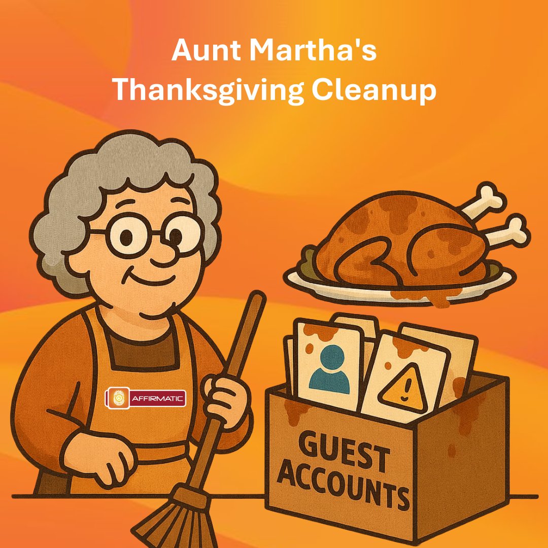 BCC_Ltd's tweet image. 🦃This year while prepping the turkey, Aunt Martha found seven gravy-stained guest accounts from 2020-relatable, right? 
As M365 grows, guest access gets messy fast. That’s why we built BCC Affirmatic: to keep your Teams &amp;amp; M365 environment secure, tidy, and clutter-free. 🔒