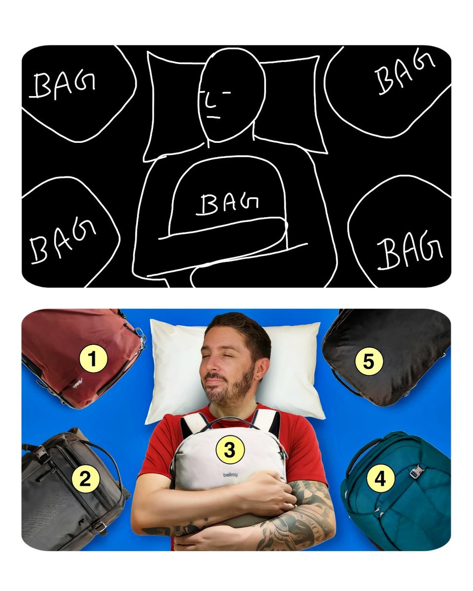 AlexxThumbnails's tweet image. Sketch ➝ Final 🎨  
Thumbnail for a 5 Most Comfortable Bags review
Concept = the bag is SO comfortable the creator falls asleep holding it 😴👜

If you&apos;re a creator and want thumbnails that tell a story in 1 second, my DMs are open 
#ThumbnailDesigner #YouTubeDesign #YTcreators