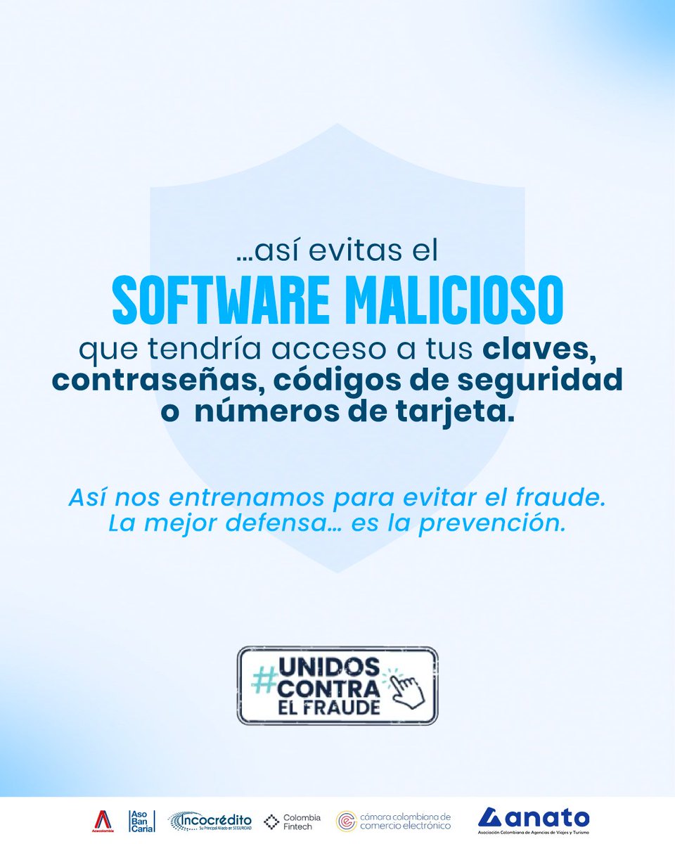 🧩 Mantén tus dispositivos en forma y tu información confidencial protegida.

💡 Instala un antivirus y actualiza tus dispositivos regularmente para bloquear el acceso de programas maliciosos que buscan robar tus datos como claves, códigos de seguridad, contraseñas o números de