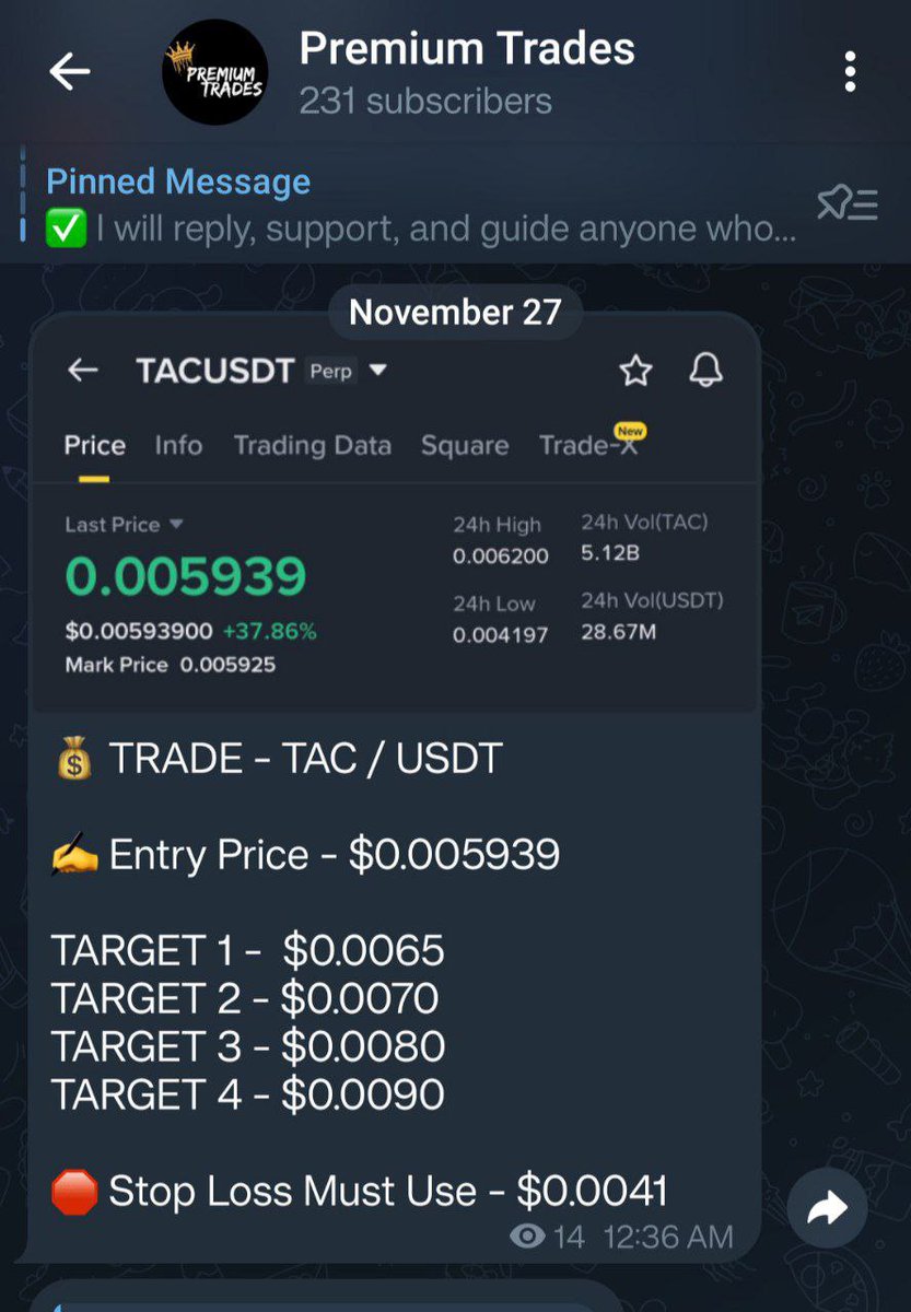 NinjaTraders100's tweet image. Trade - $TAC / $USDT

TARGET 1 HIT 🎯💚 
TARGET 2 HIT 🎯💚 

Easy #money with us 🤝
