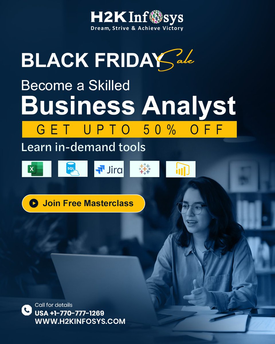 h2kinfosys's tweet image. 🔥 Black Friday BA Course – 50% OFF! 🔥
Enroll Now : h2kinfosys.com/courses/ba-onl…
📞 +1 770-777-1269 | 📧 training@h2kinfosys.com
👉 For Latest Updates about H2kinfosys In One Click: h2kinfosys.com/quick-links/
#BlackFriday #Sale #Discount #BA #BusinessAnalyst #Training #Career