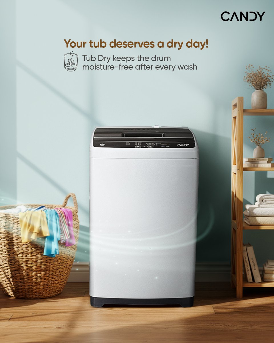 AppliancesCandy's tweet image. Give your washing machine a breath of fresh air with Candy’s Tub Dry feature!

Designed to keep the drum completely dry and moisture-free after every wash, it prevents odors, bacteria, and dampness.

#Candy #CandyAppliances #WashingMachine