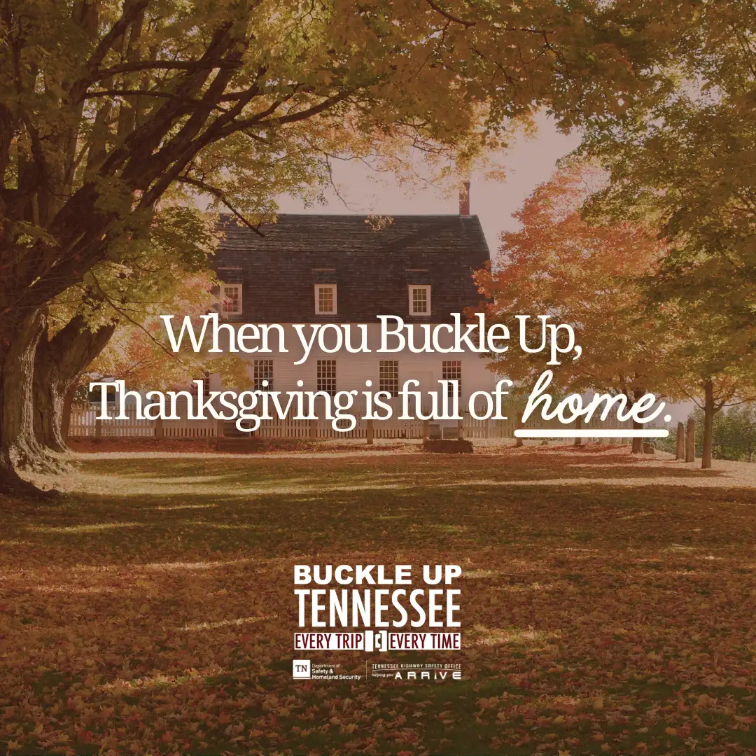 Safety will bring you home this Thanksgiving. Buckle Up to get you to the moments that matter most. #BuckleUpTN

Learn more: tntrafficsafety.org/seat-belts