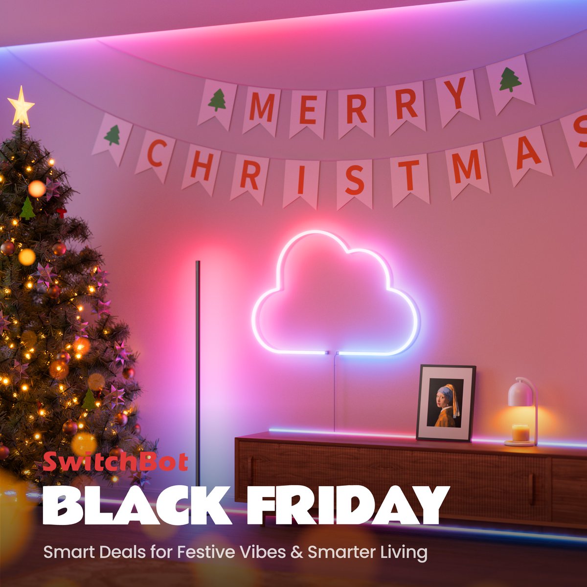 SwitchBot's tweet image. ✨ Light up your space this Black Friday!
From the RGBIC Floor Lamp to Rope Lights, LED Strips, and even the Candle Warmer Lamp — create the perfect vibe for every moment.

Check out the sale here: geni.us/O8qQWNk
#SwitchBot #BlackFriday #SmartLighting