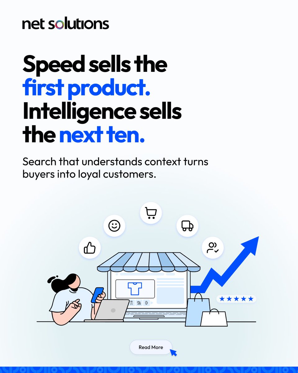 netsolutions's tweet image. Speed may bring visitors to your site, but intelligence is what drives repeat purchases. 
Many eCommerce teams overlook how much outdated search hurts conversions when it fails to understand intent, context, or product relationships.

When customers type what they mean but search…